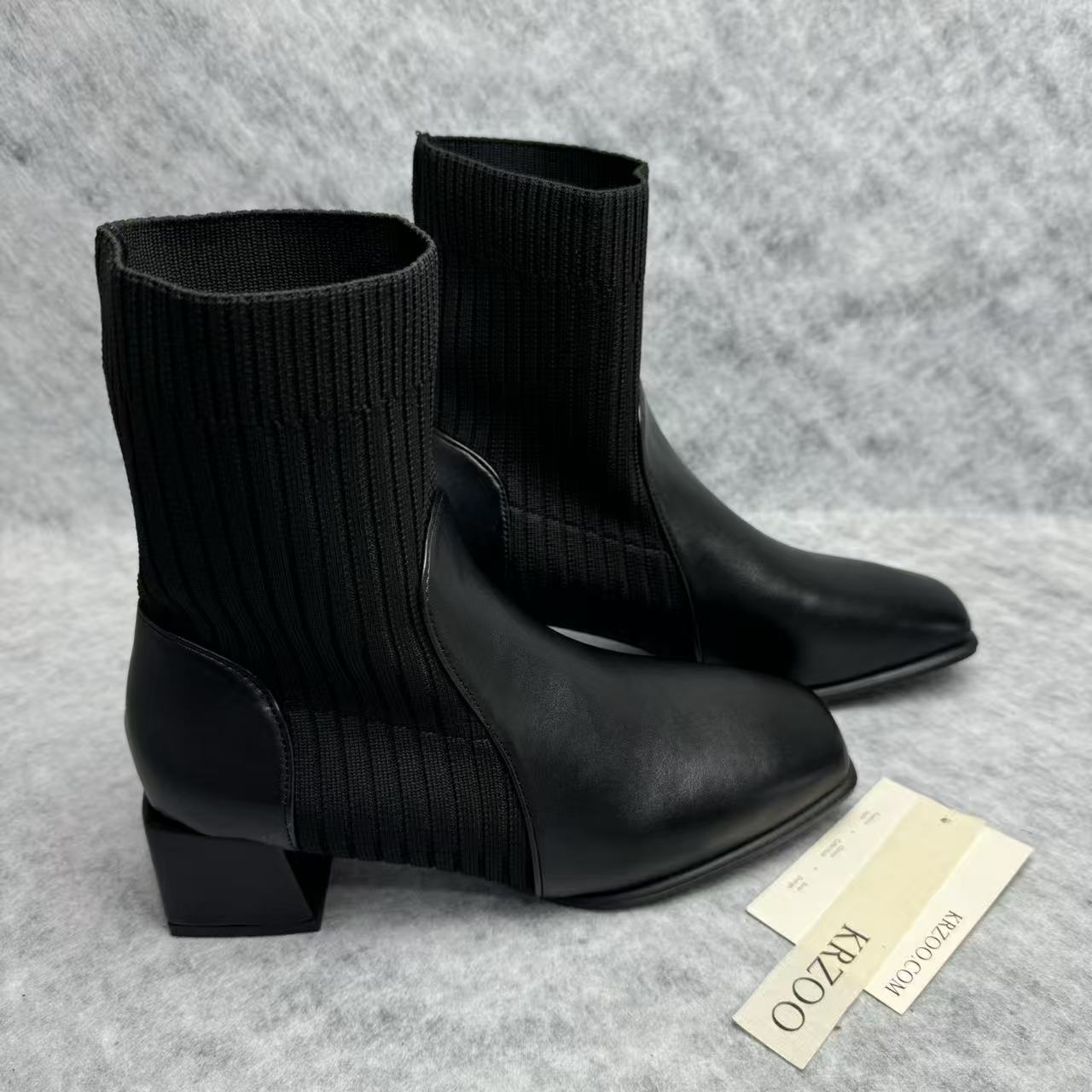 Knitted socks with elastic boots