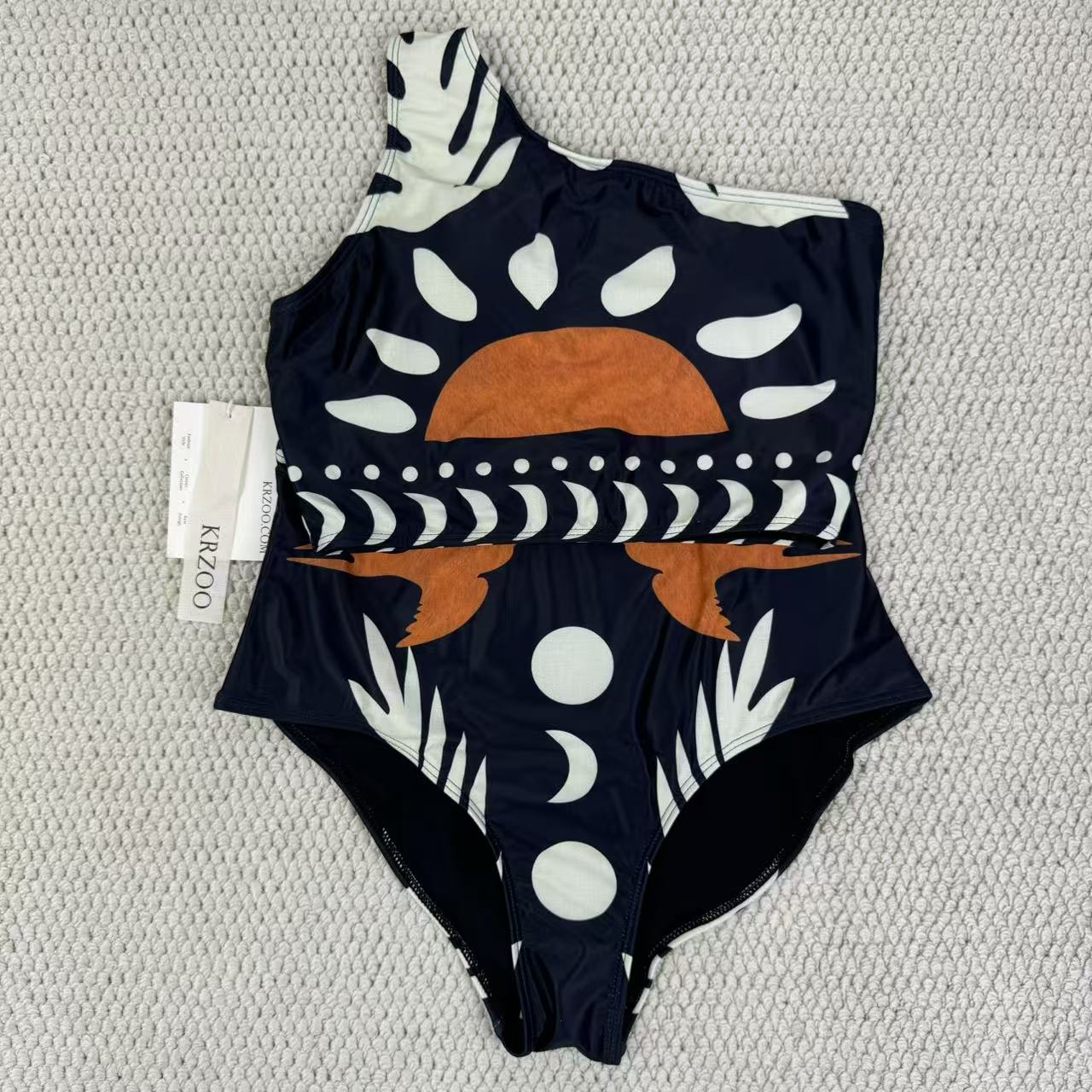 Retro printed netting swimwear