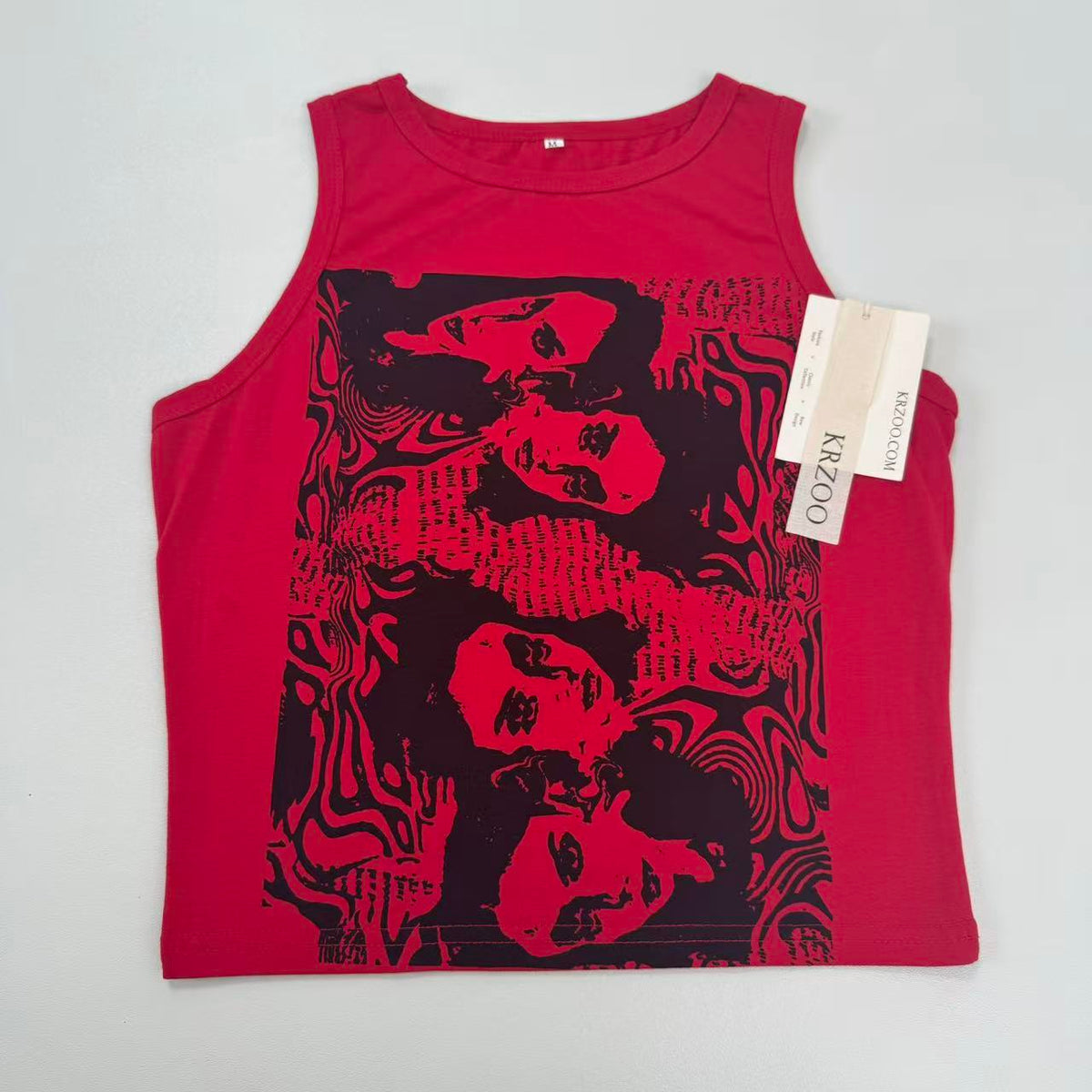 Printed short-sleeved sleeveless vest