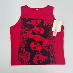 Printed short-sleeved sleeveless vest