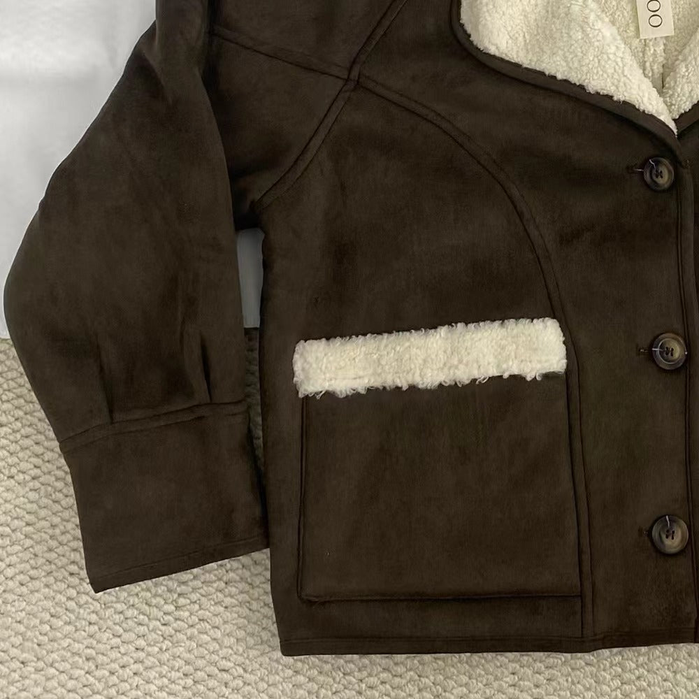 Loose-Fitting Suede And Shearling Coat