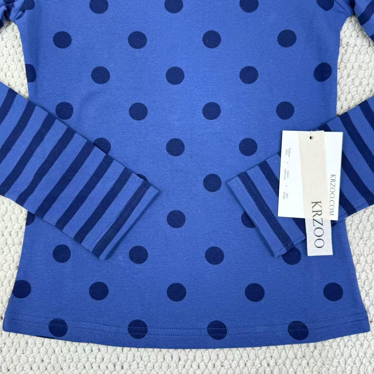 Striped and polka-dot all-over long-sleeved shirt