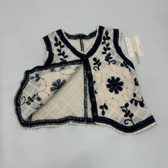 Contrasting-color V-neck cardigan vest
