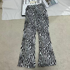 Printed Zebra-Print Straight-Leg Pants