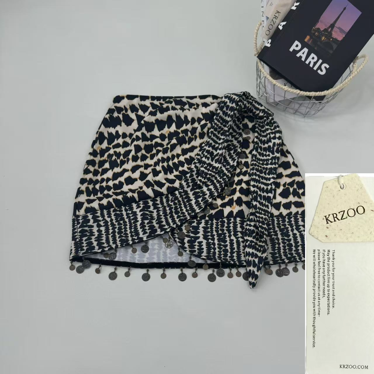 Beaded sequin double-breasted skirt
