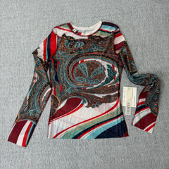 Half-collared long-sleeved chiffon fitted t-shirt