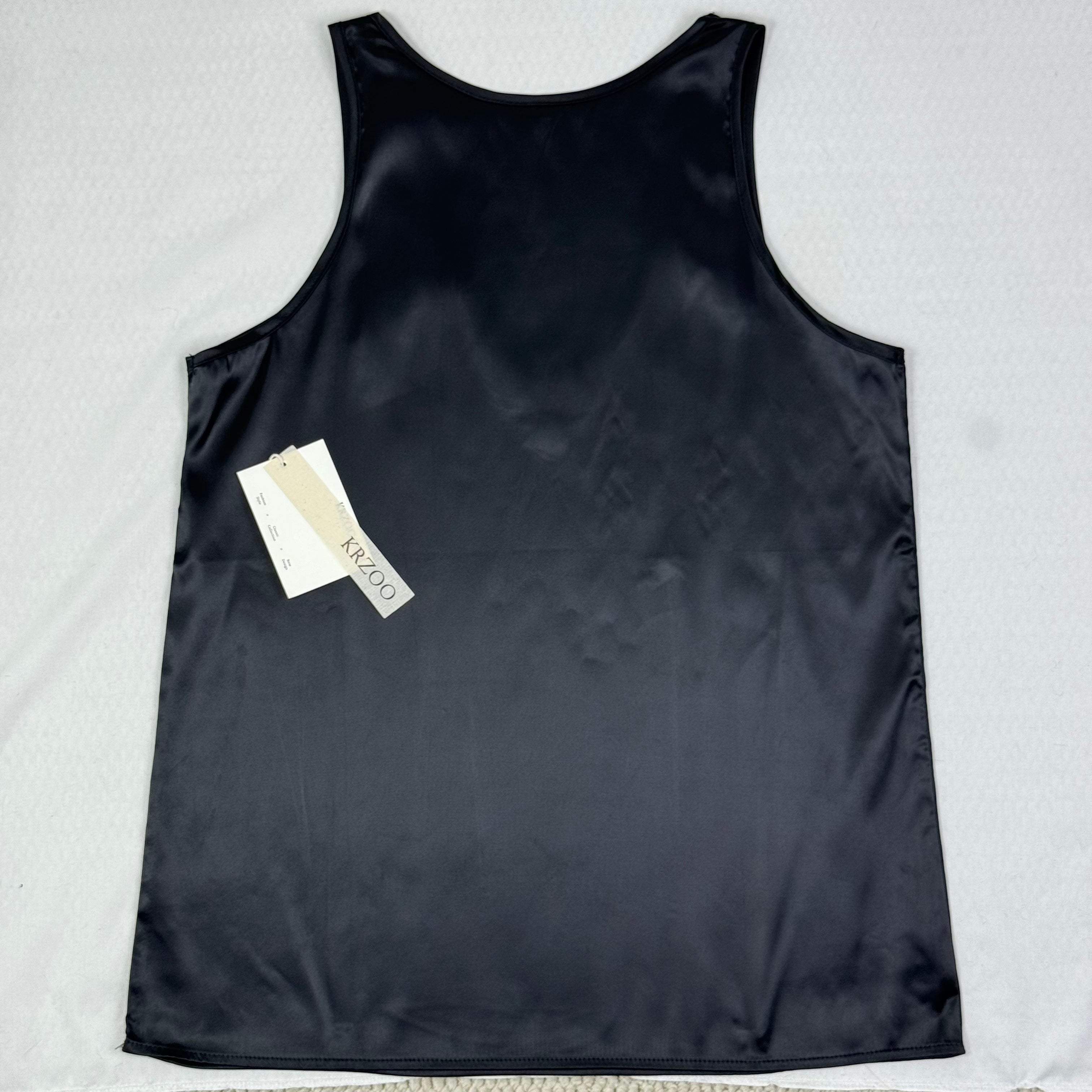 Silk round-neck tank top with straps