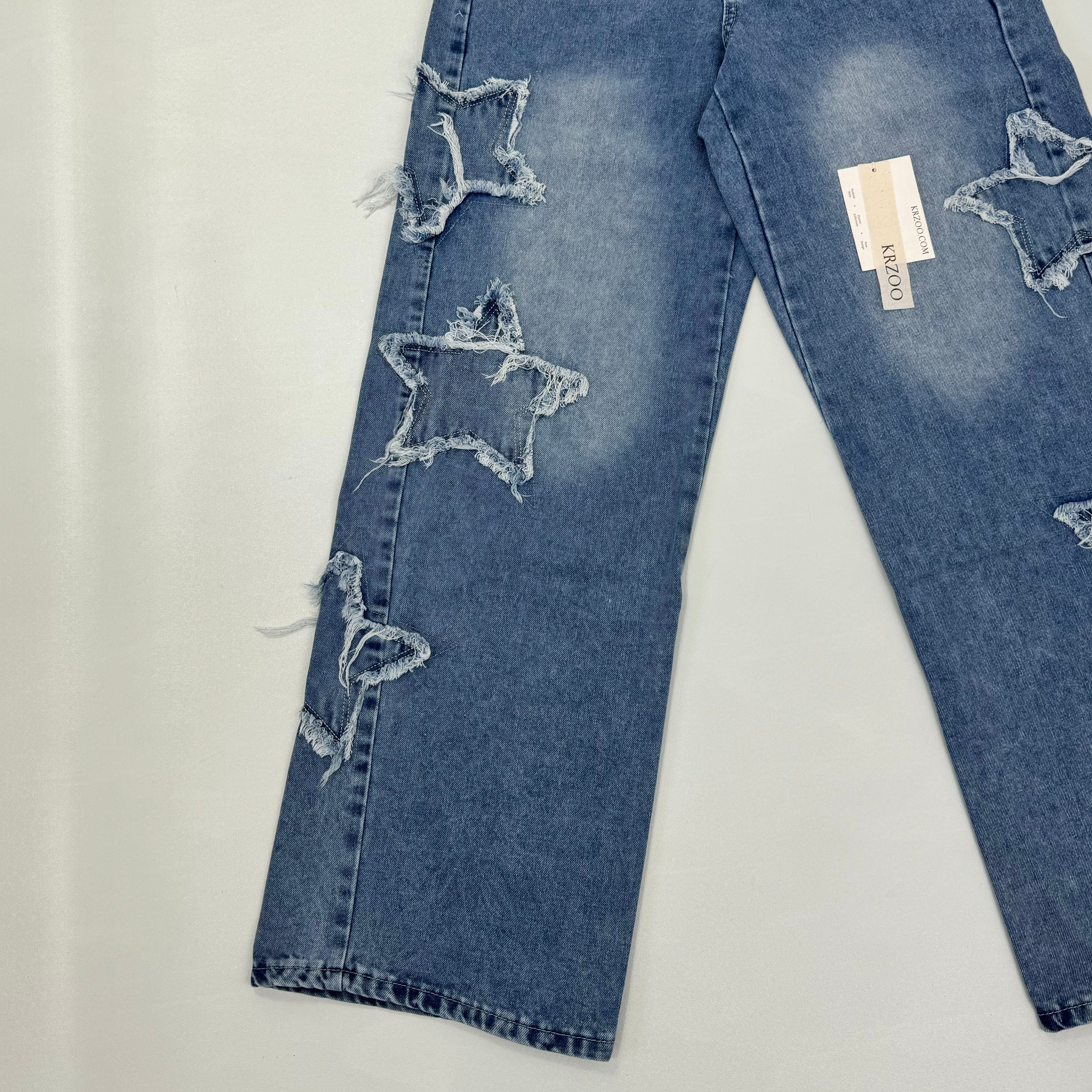 Star High-Waisted Loose Denim Pants