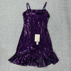 Draped sequin back-crossing strap dress