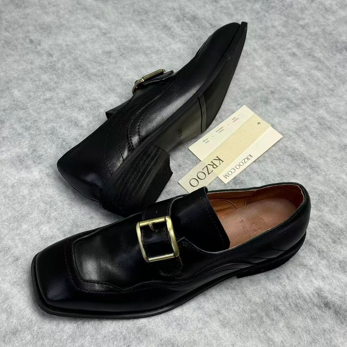 Square headband buckle casual ankle boots