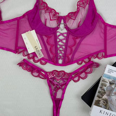 Love Embroidered Net Scarf Set
