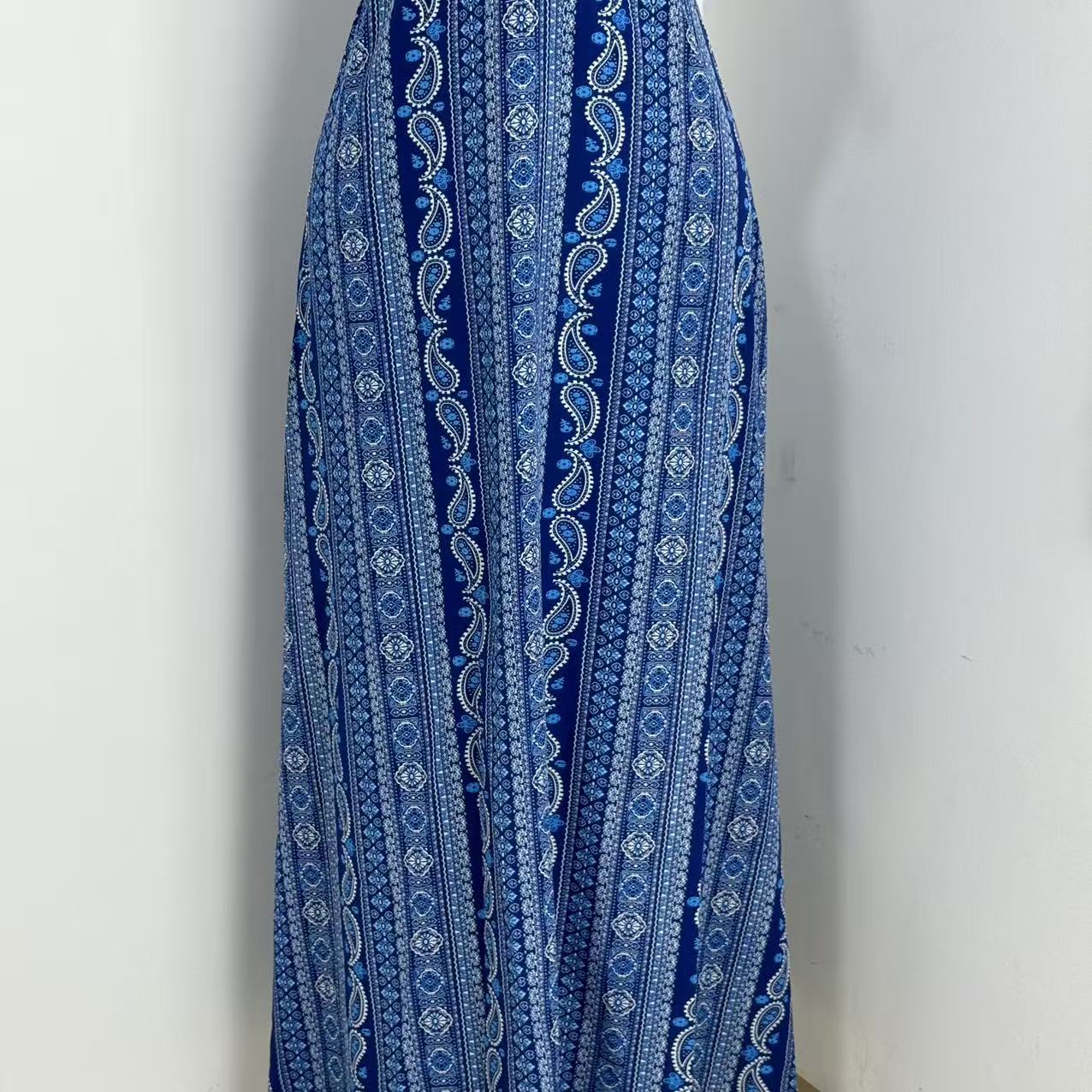 High-Waisted Printed Beach Dress