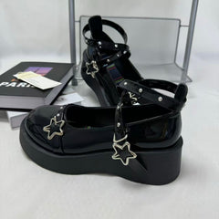 Retro small leather shoes with thick soles