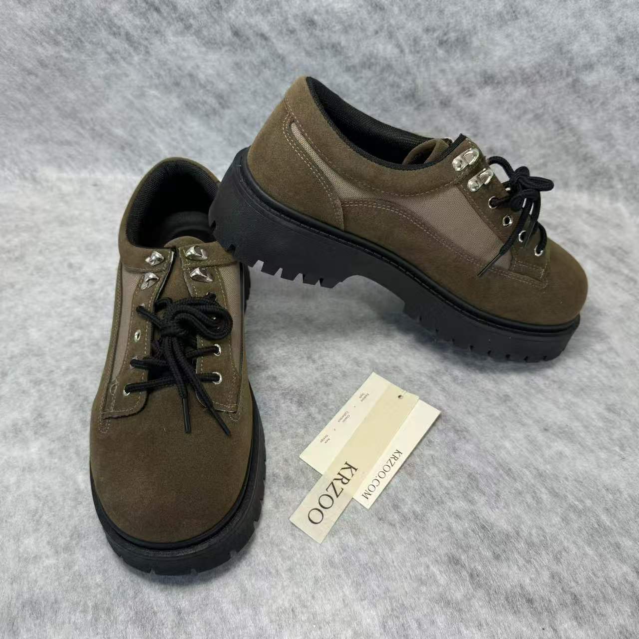 High-top low-cut thick-soled casual leather shoes