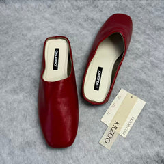 Soft leather-covered head slippers with half-soles