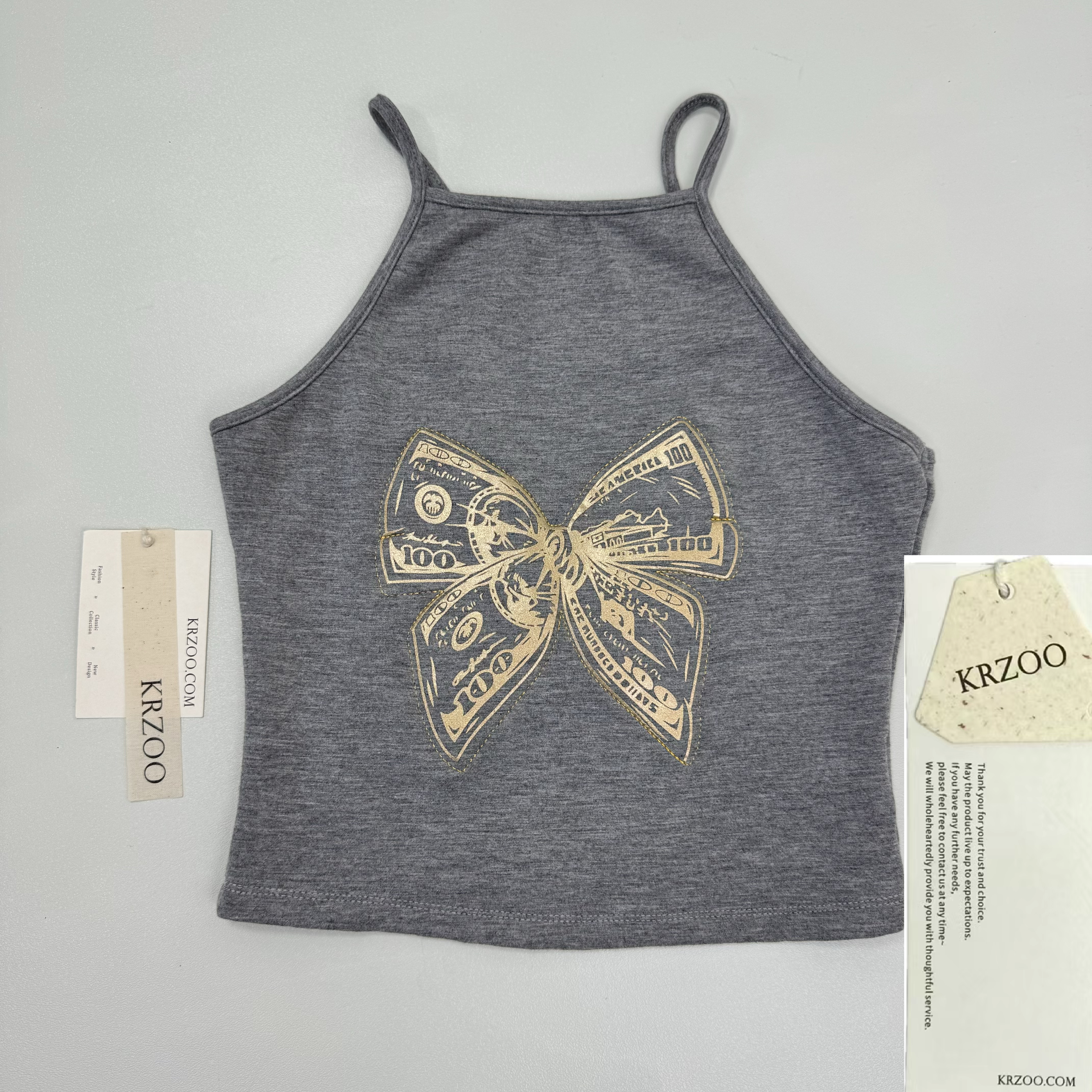 Embroidered printed undershirt with straps