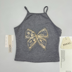 Embroidered printed undershirt with straps