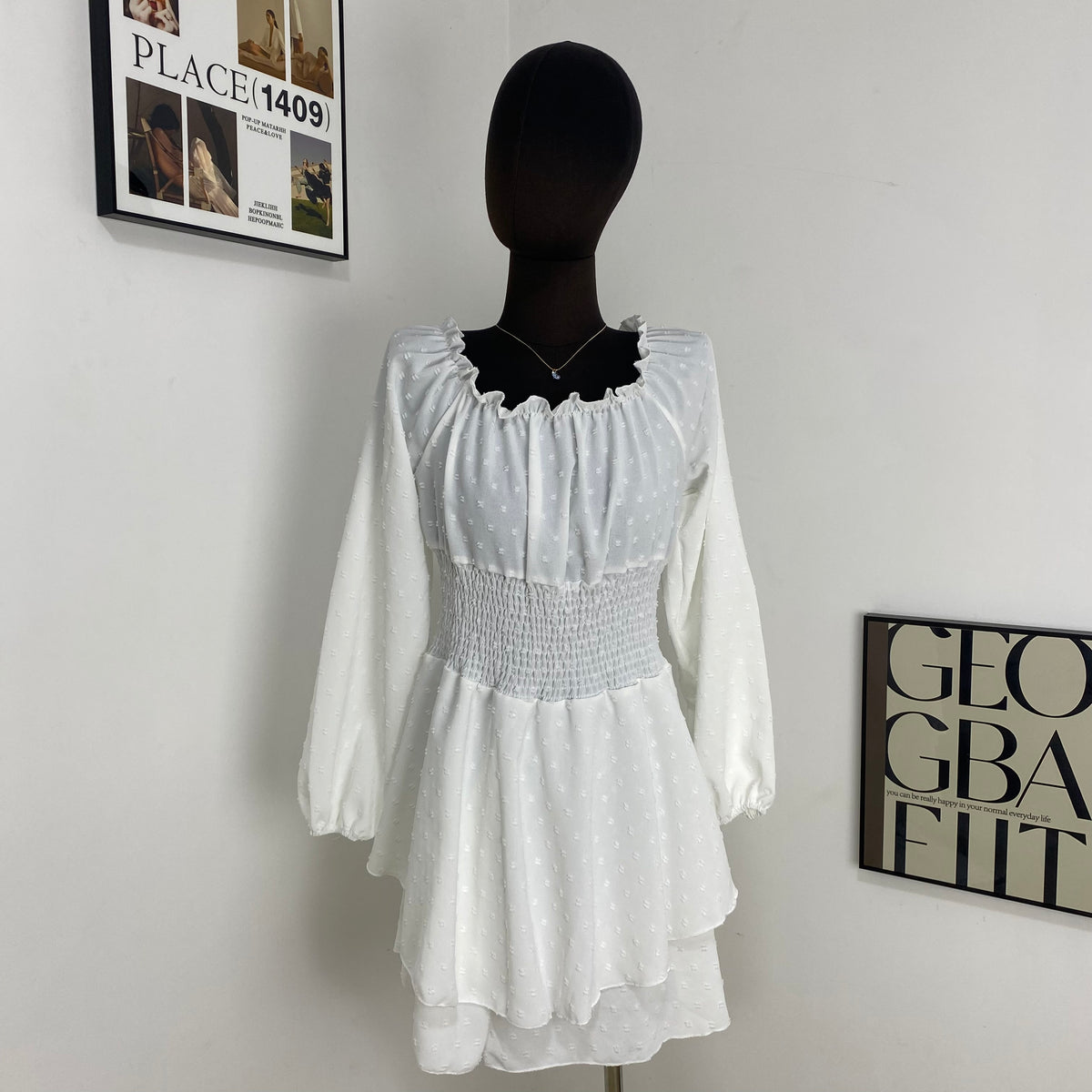 Pleated Off-The-Shoulder Skirt
