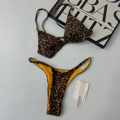 Three-point leopard print swimming suit