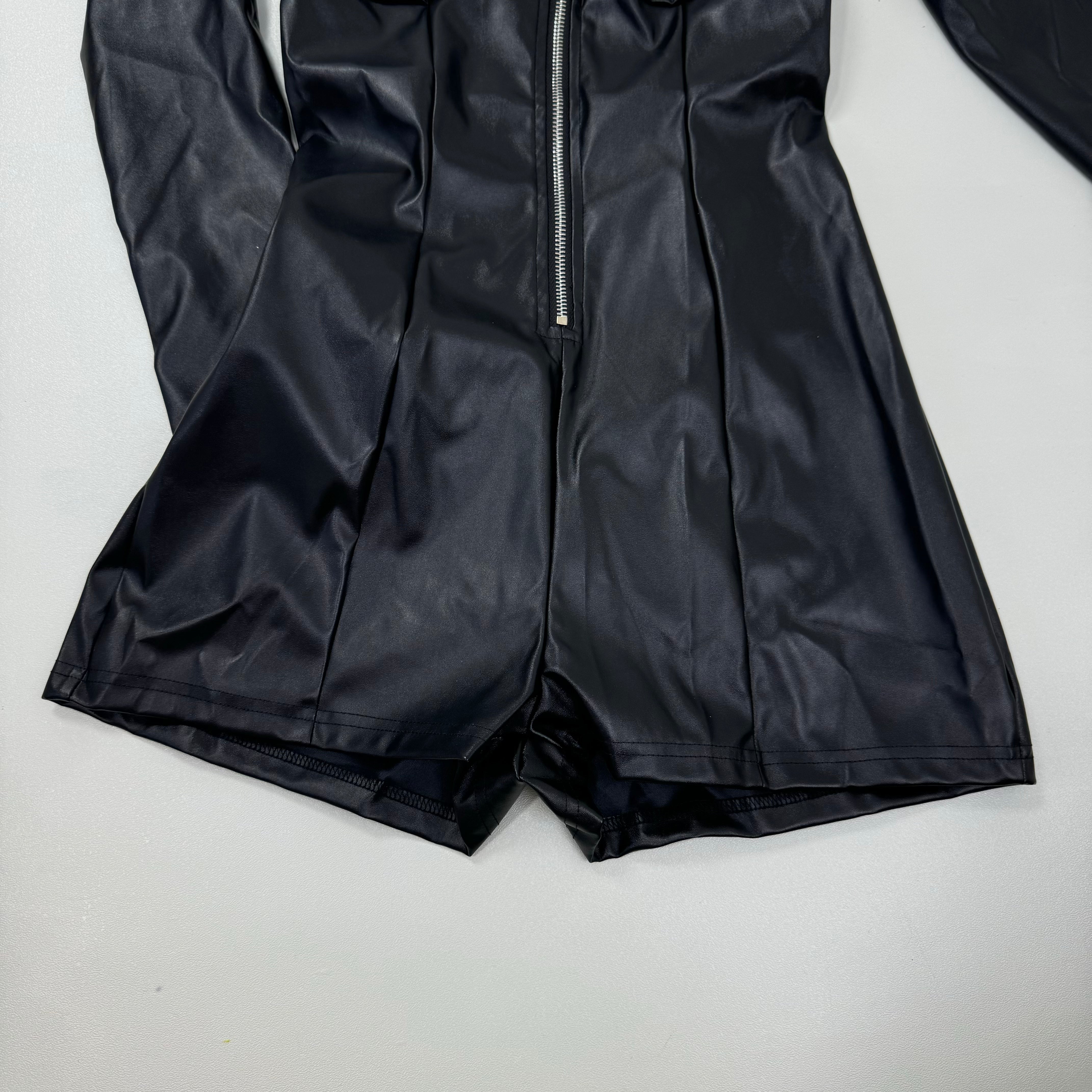 Zipper body-hugging one-piece pants