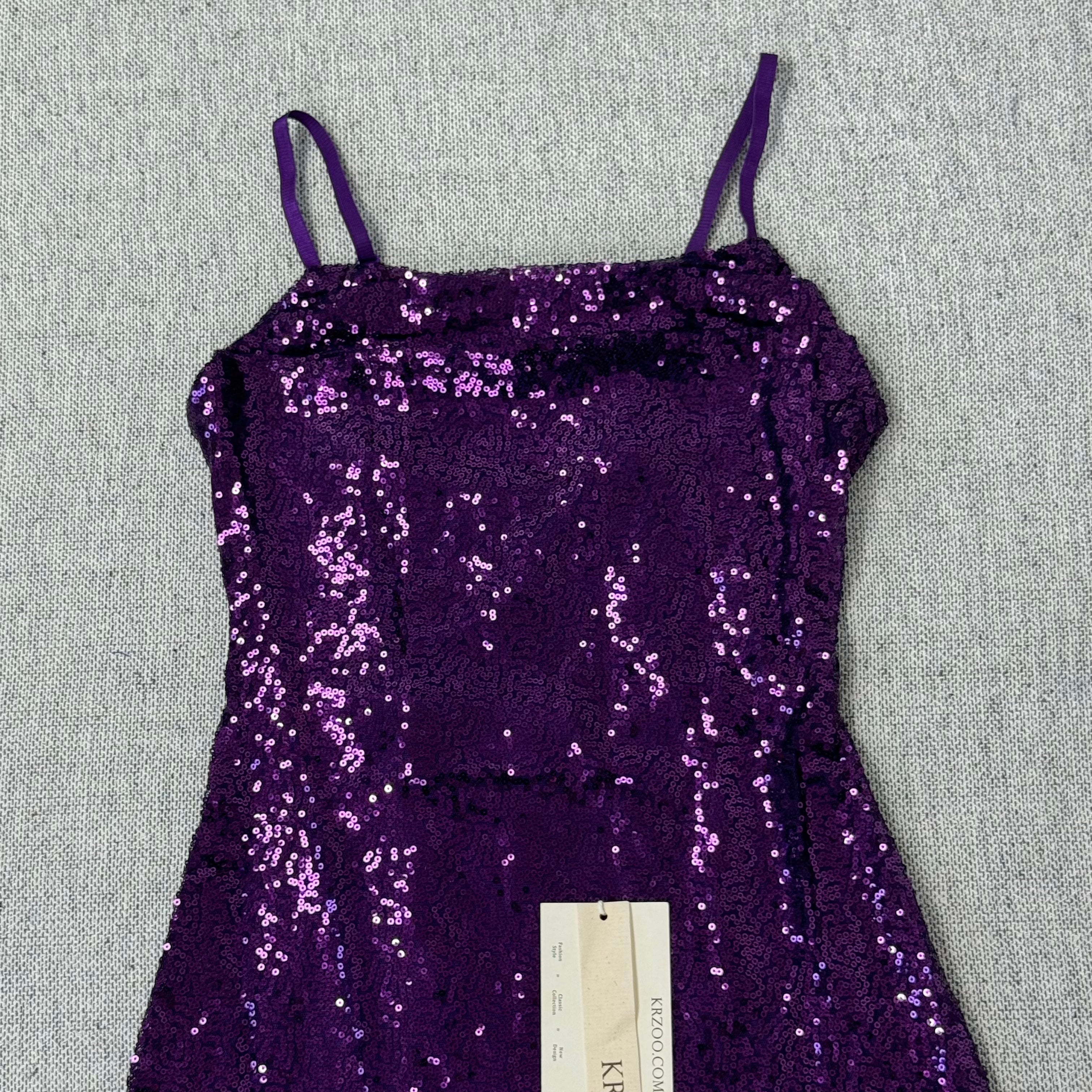 Draped sequin back-crossing strap dress
