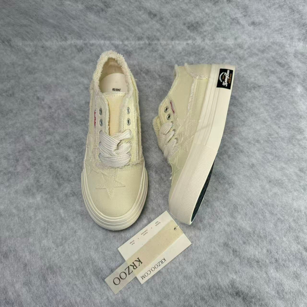 Star embroidery platform canvas shoes