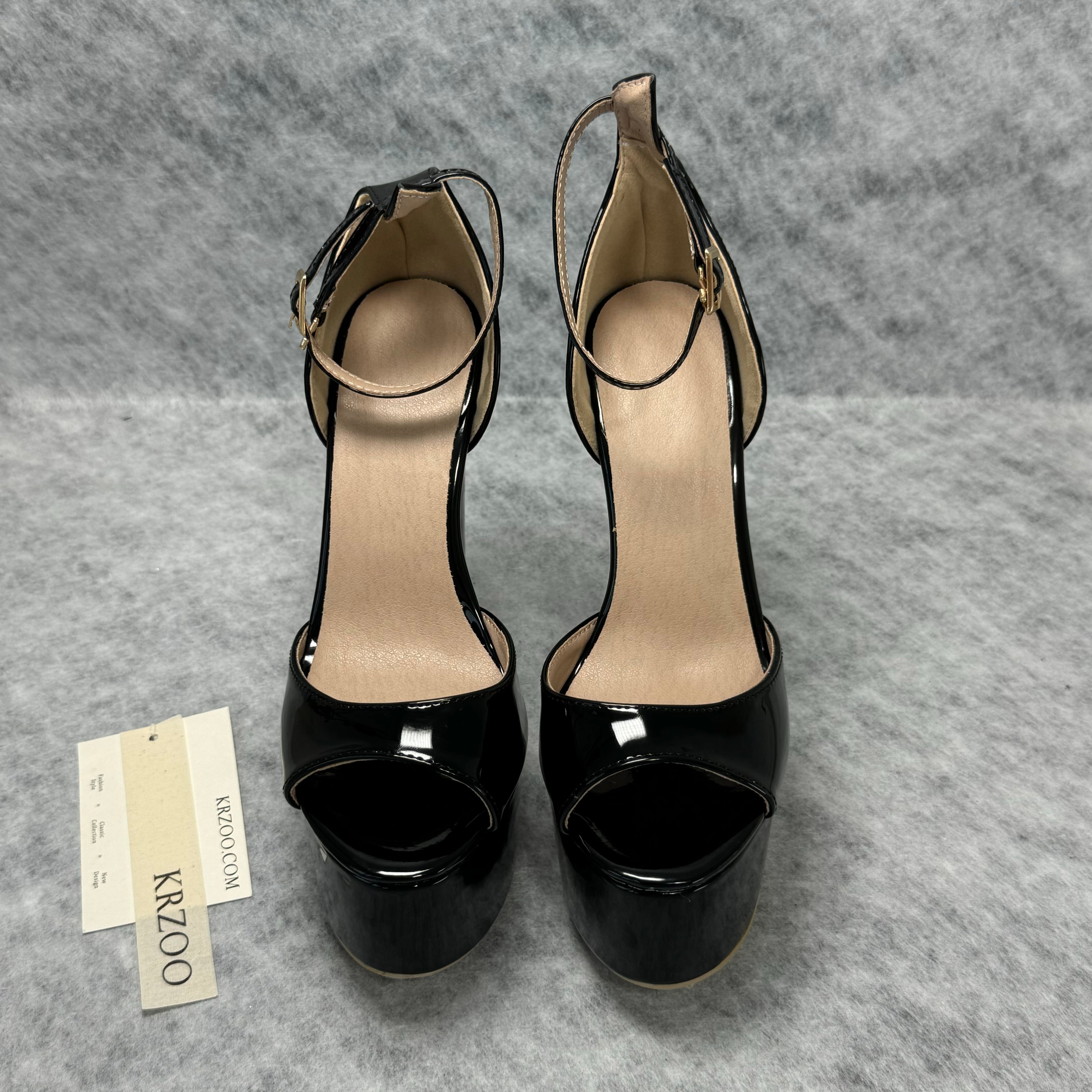 Waterproof platform mid-heel thick-soled high heel