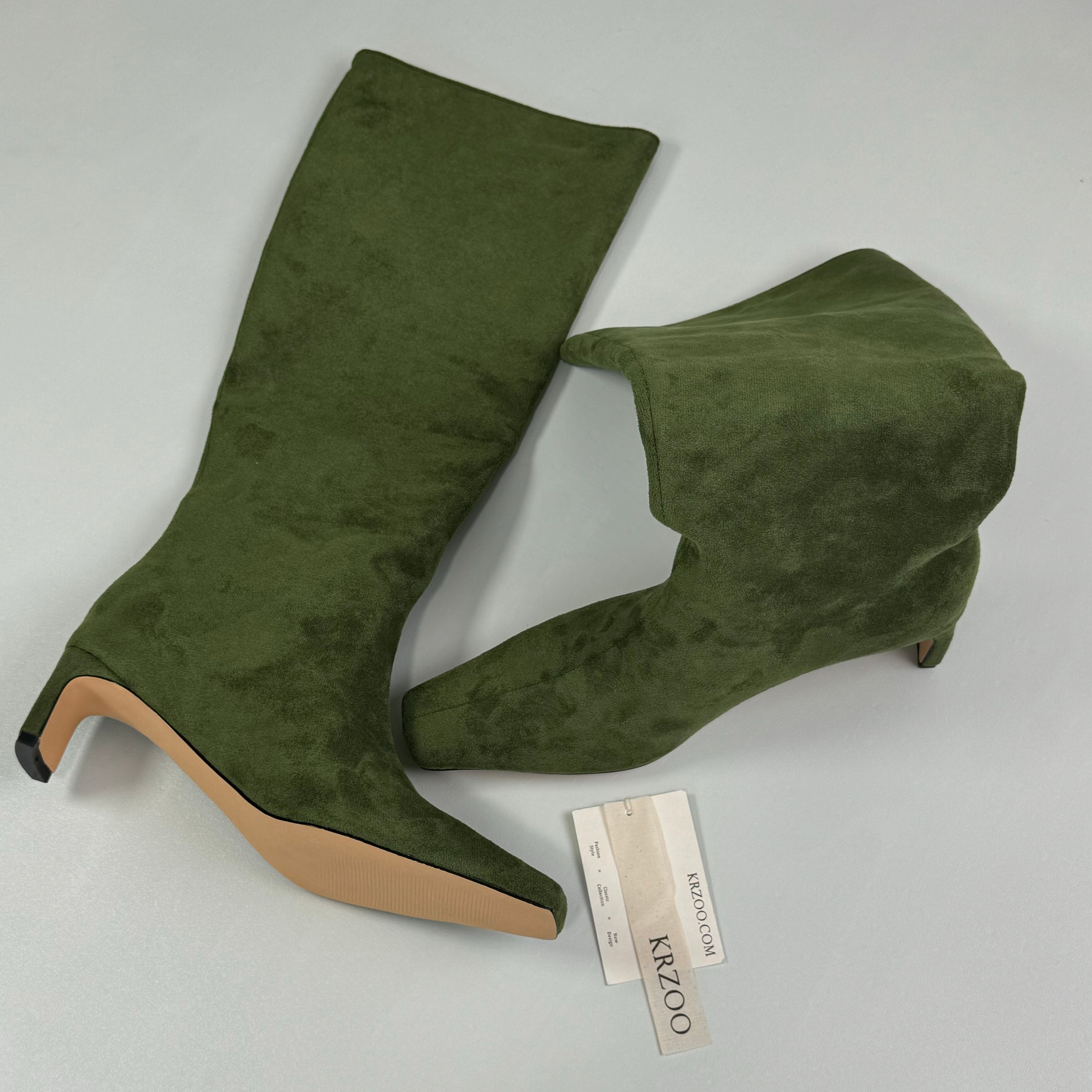 Round-toe low-heeled high boots