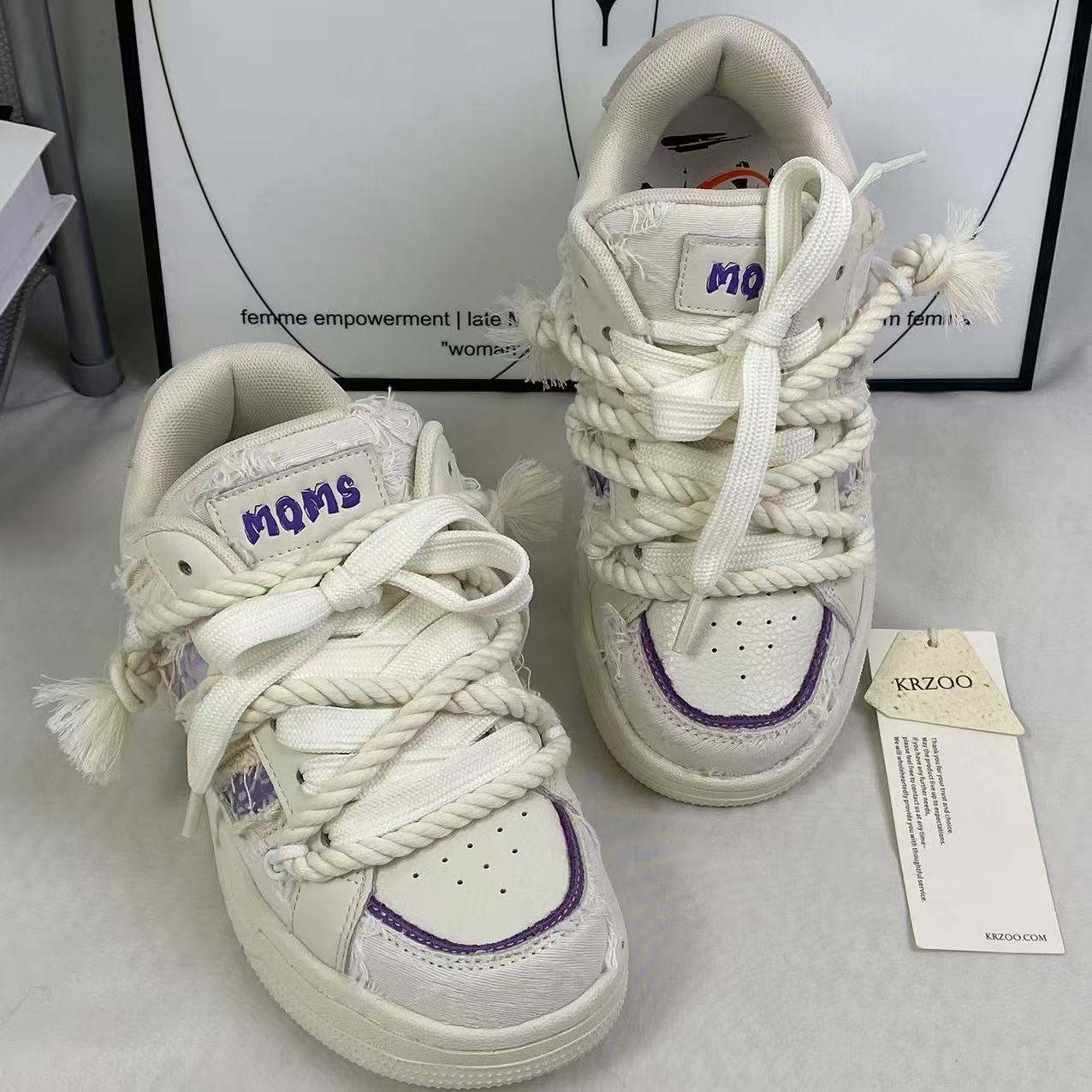 Leather platform casual sneakers