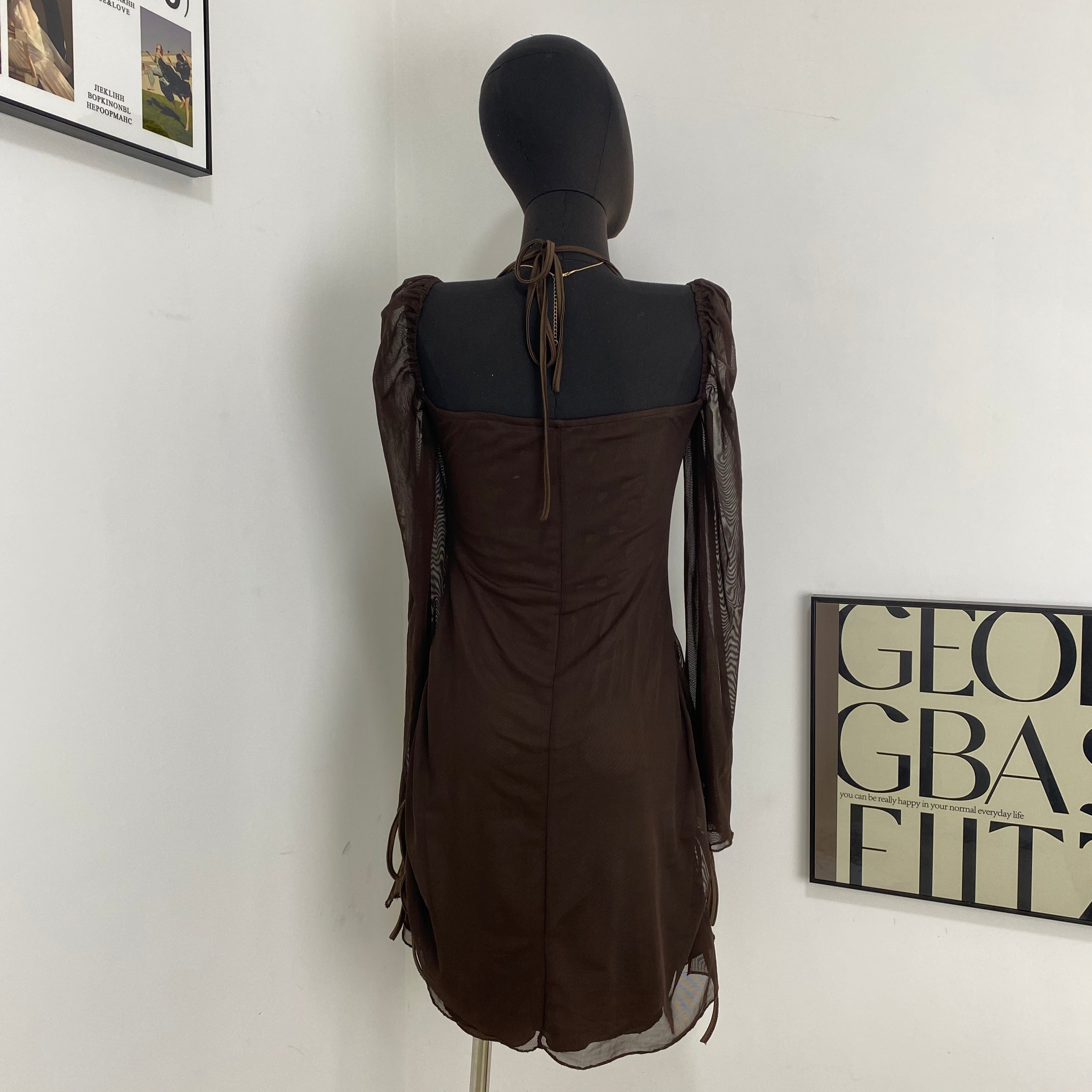 Solid Color Fitted Waist Link Dress