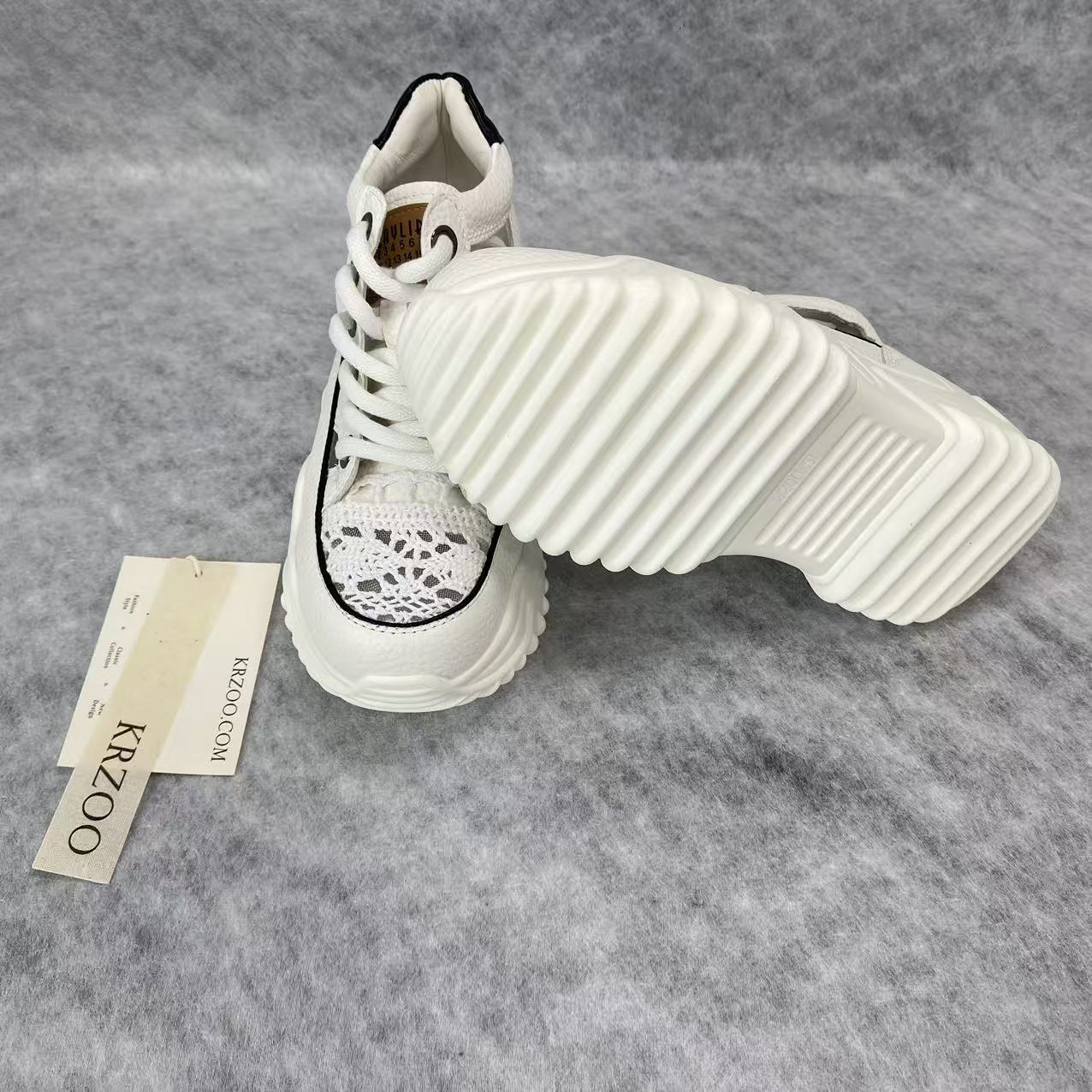 Soft leather hollowed-out platform shoes