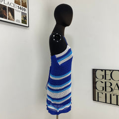 Striped Backless Maxi Dress