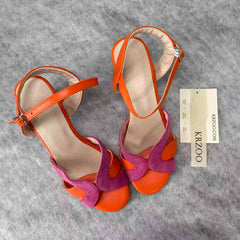 Big size fish-mouth color-matched slip-on shoes