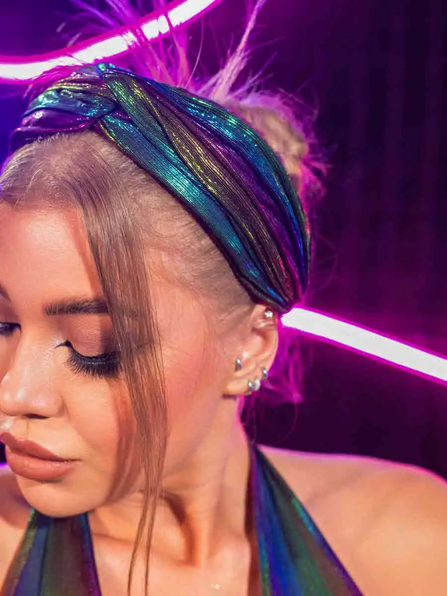 Women's Color Reflective Twisted Wide Headband
