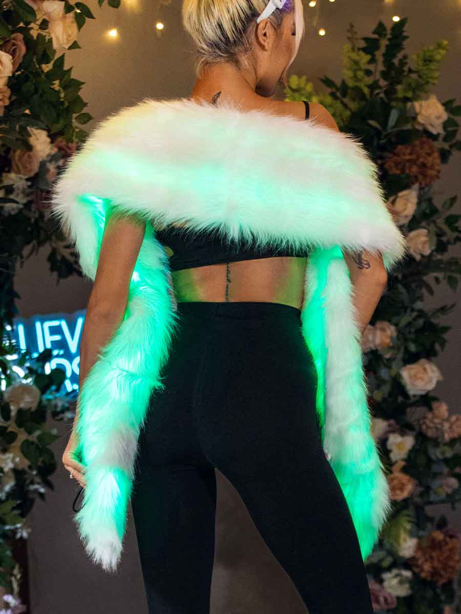 Led Light Up Faux Fur Shawl