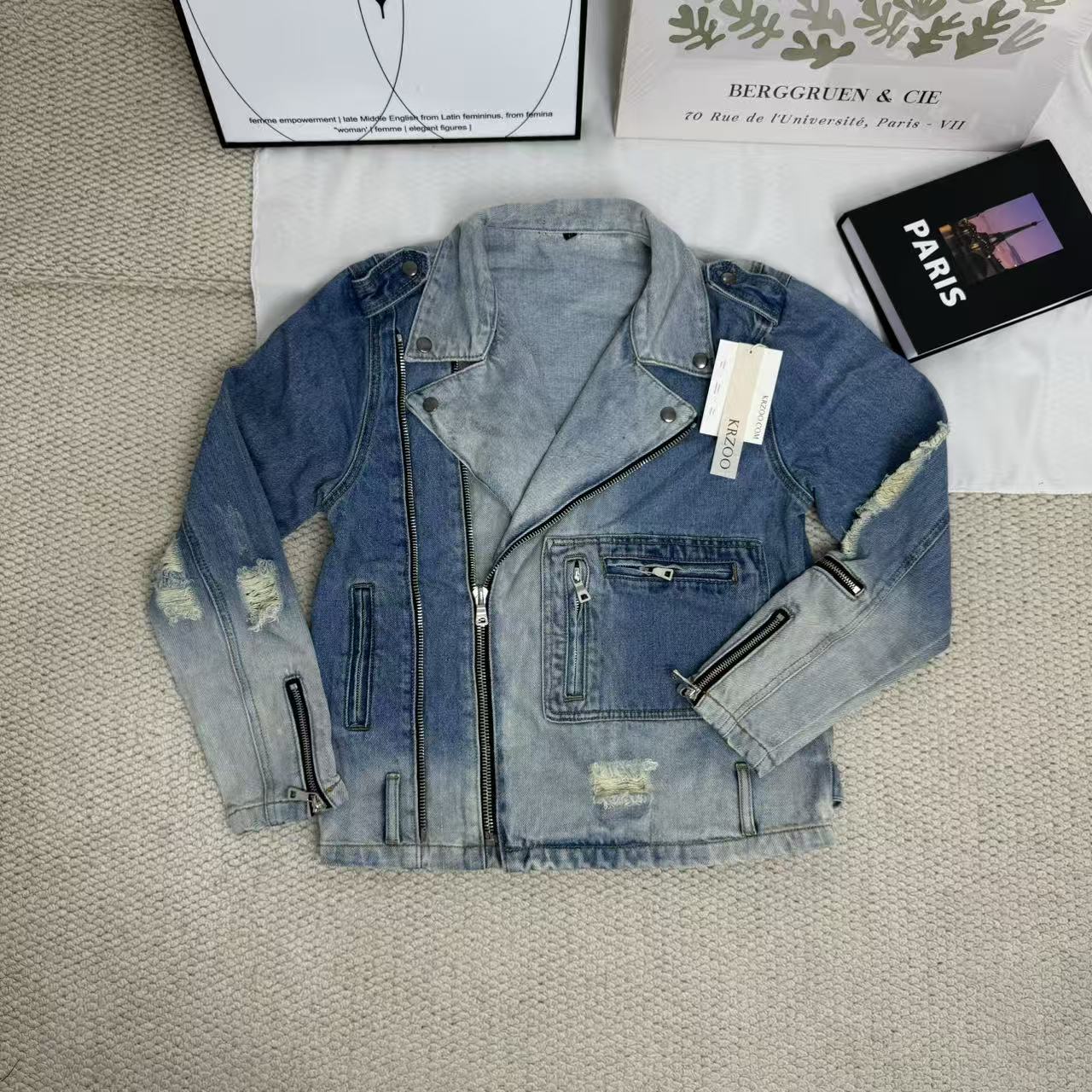 Patched-fit denim jacket coat