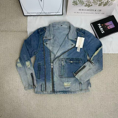 Patched-fit denim jacket coat