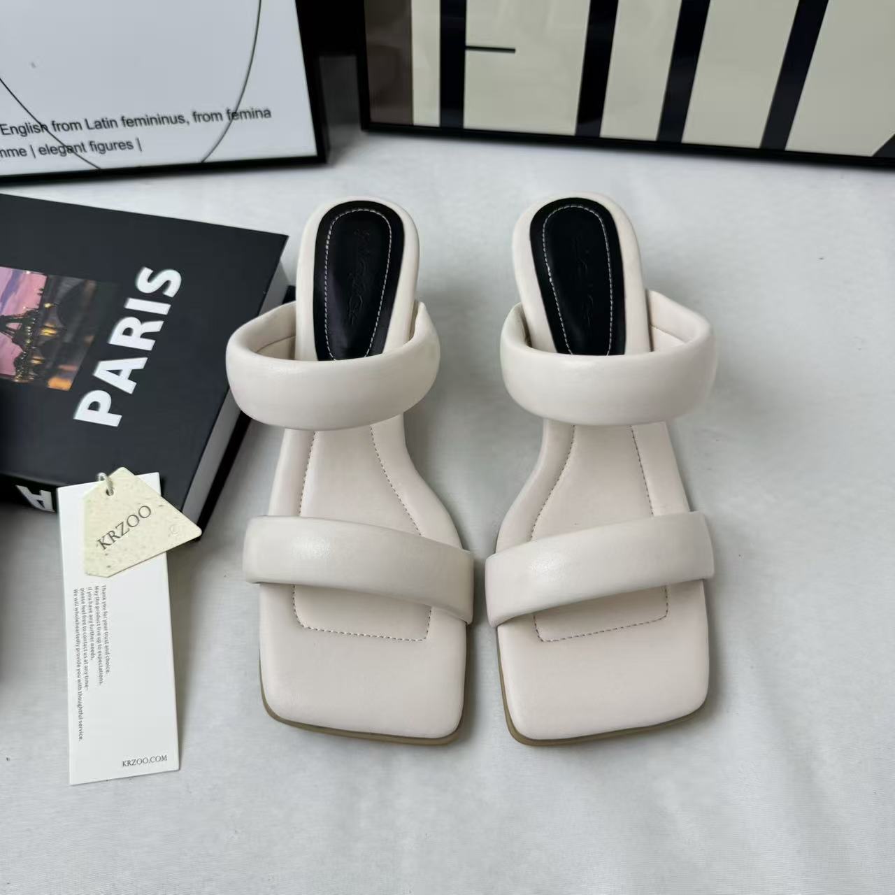 Soft leather slip-resistant slippers