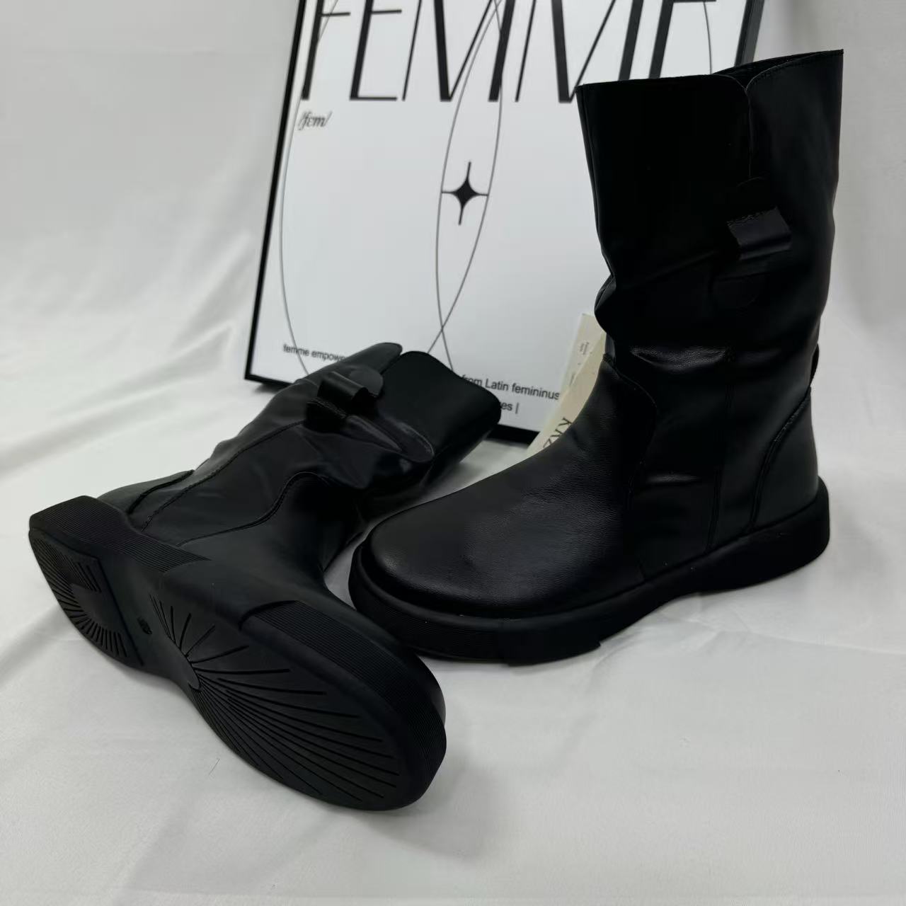 Ruffled side-zip ankle boots
