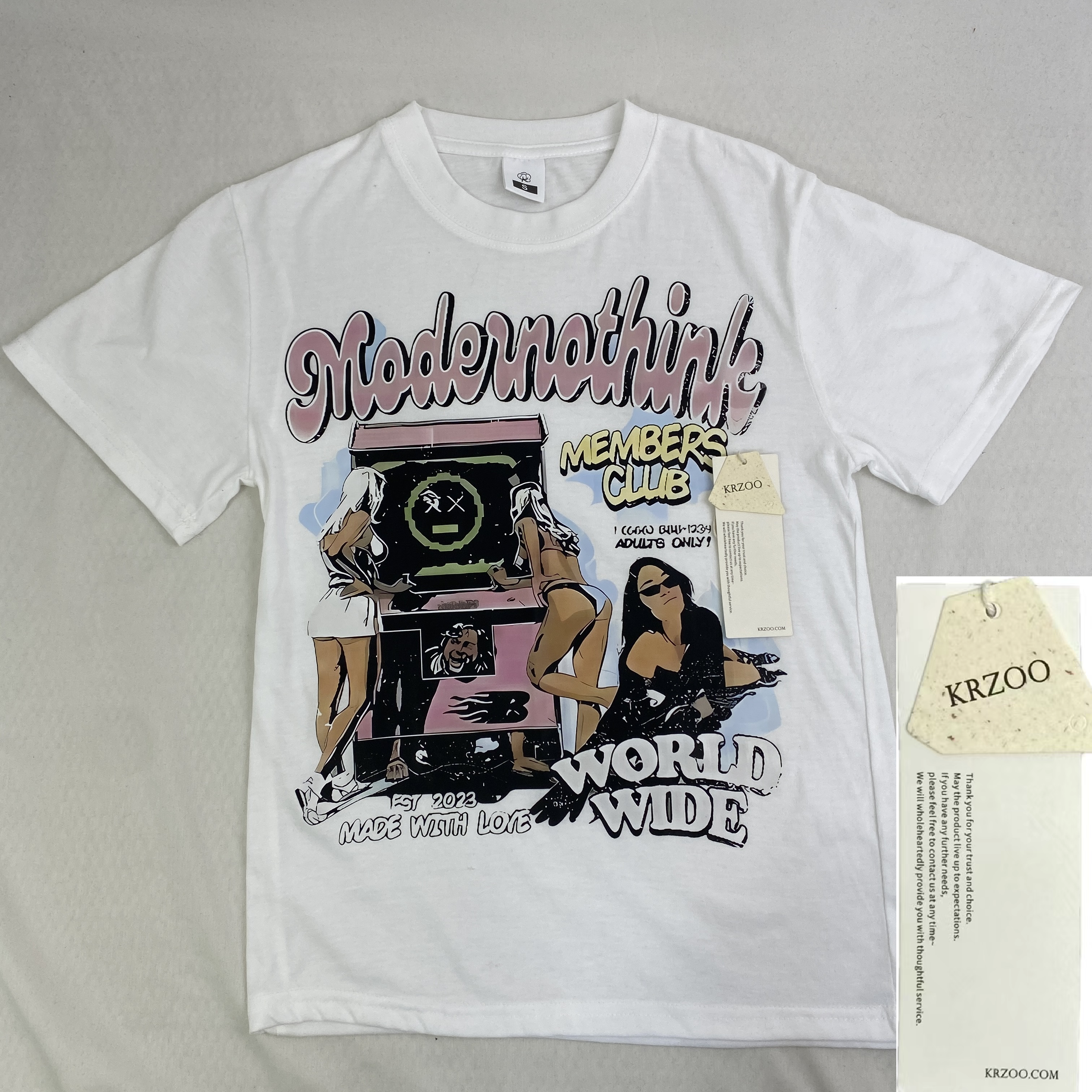 Cartoon-printed loose cotton casual T-shirt