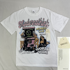 Cartoon-printed loose cotton casual T-shirt