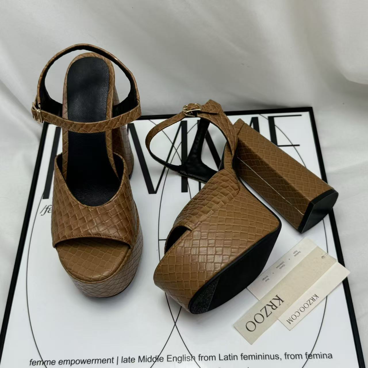 Thick-soled waterproof platform high heels
