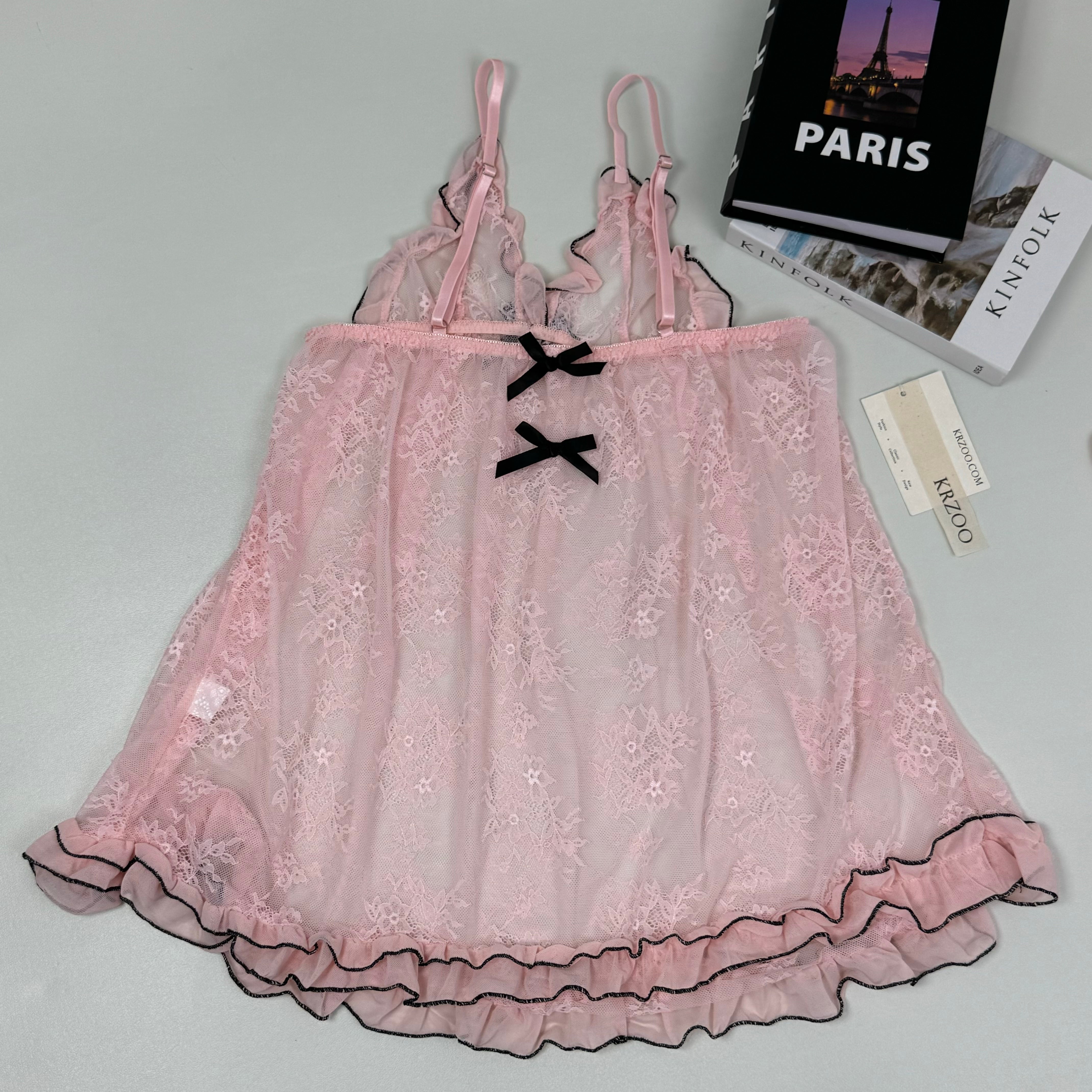 Net fabric nightgown set