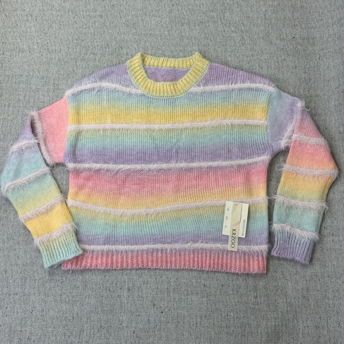 Gradient-colored striped pullover sweater