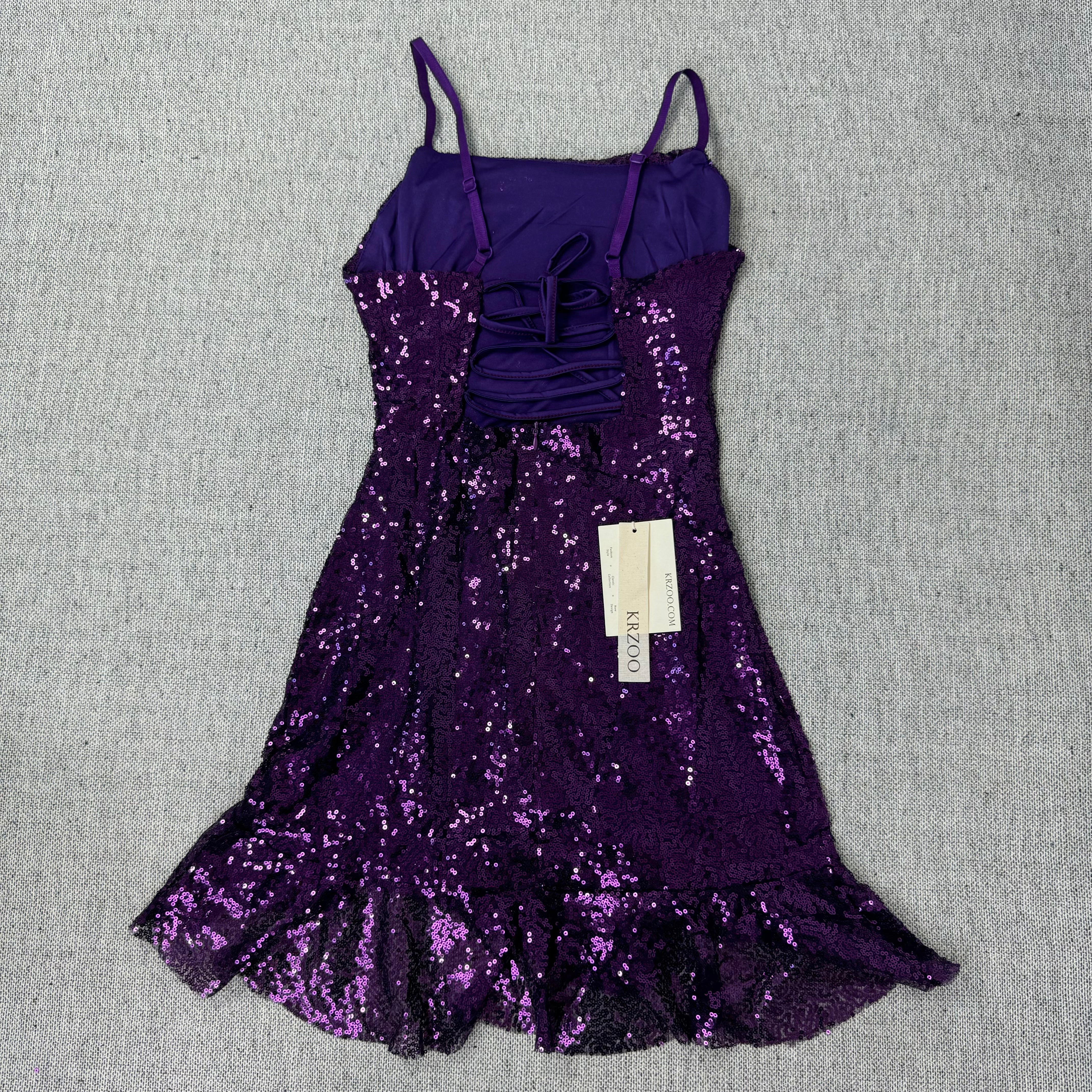 Draped sequin back-crossing strap dress