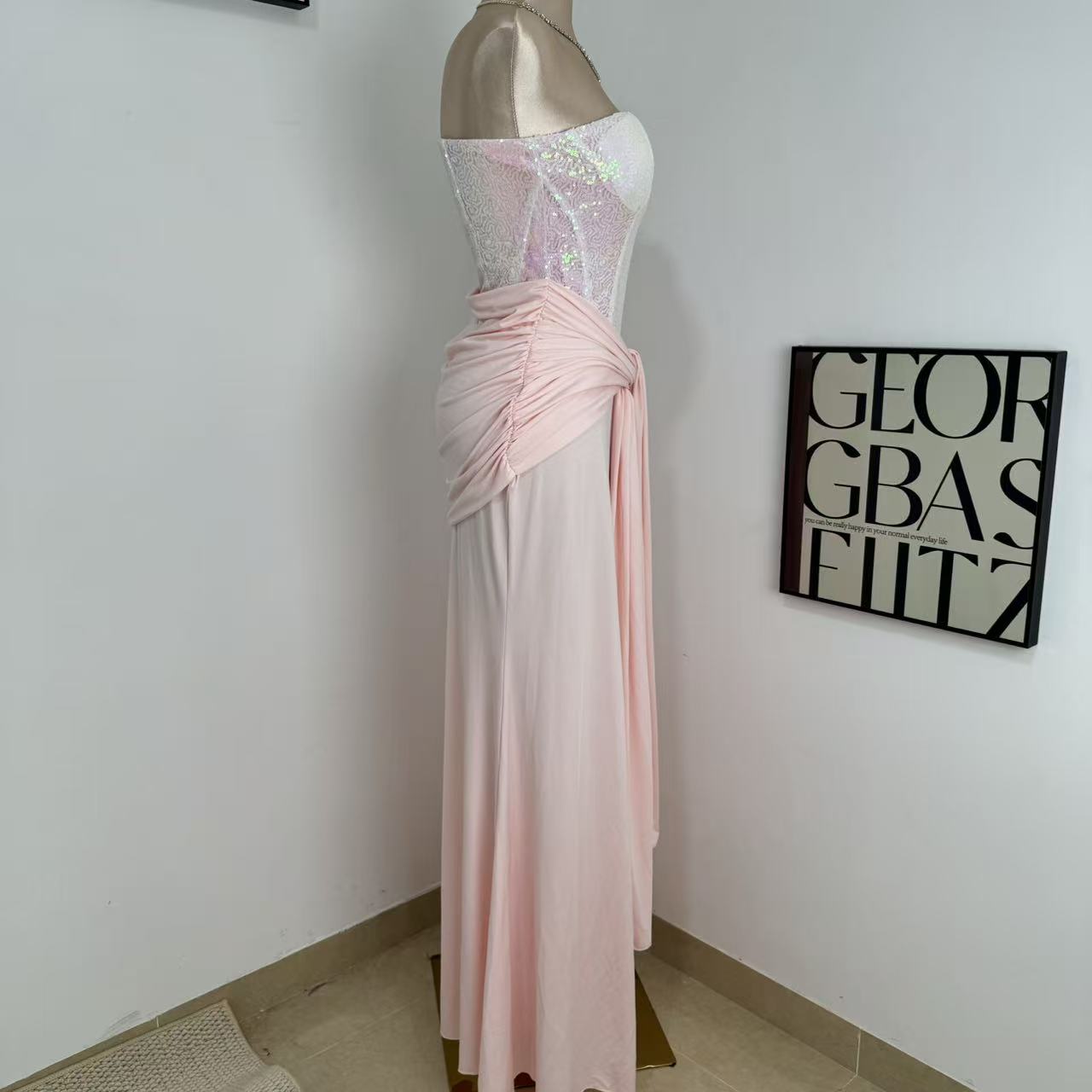 High-Waisted Slim-Fit Lace-Up Dress