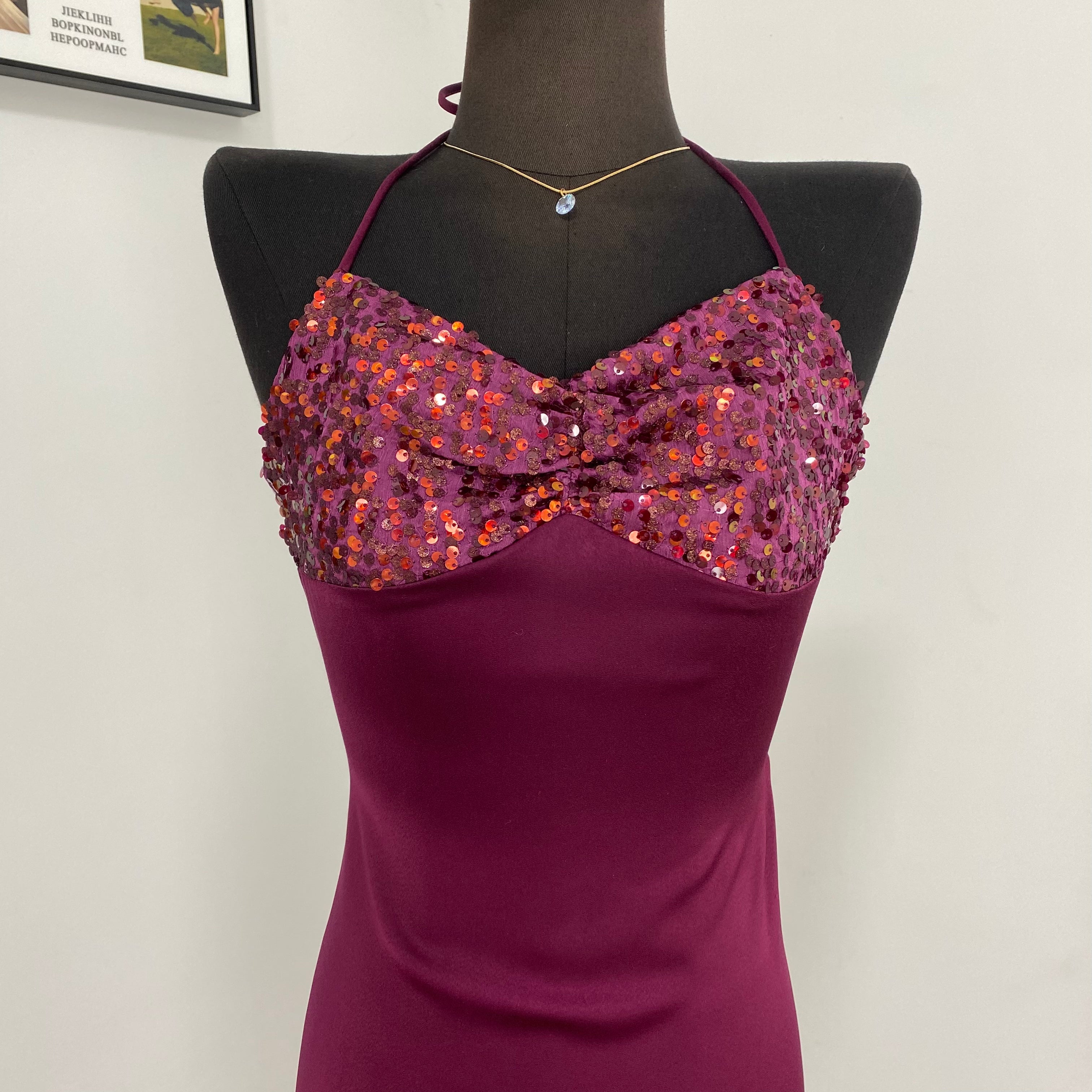 Strapless Sequined Satin Dress