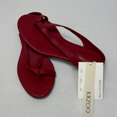 Fine ribbon pointed round-toed flip-flops