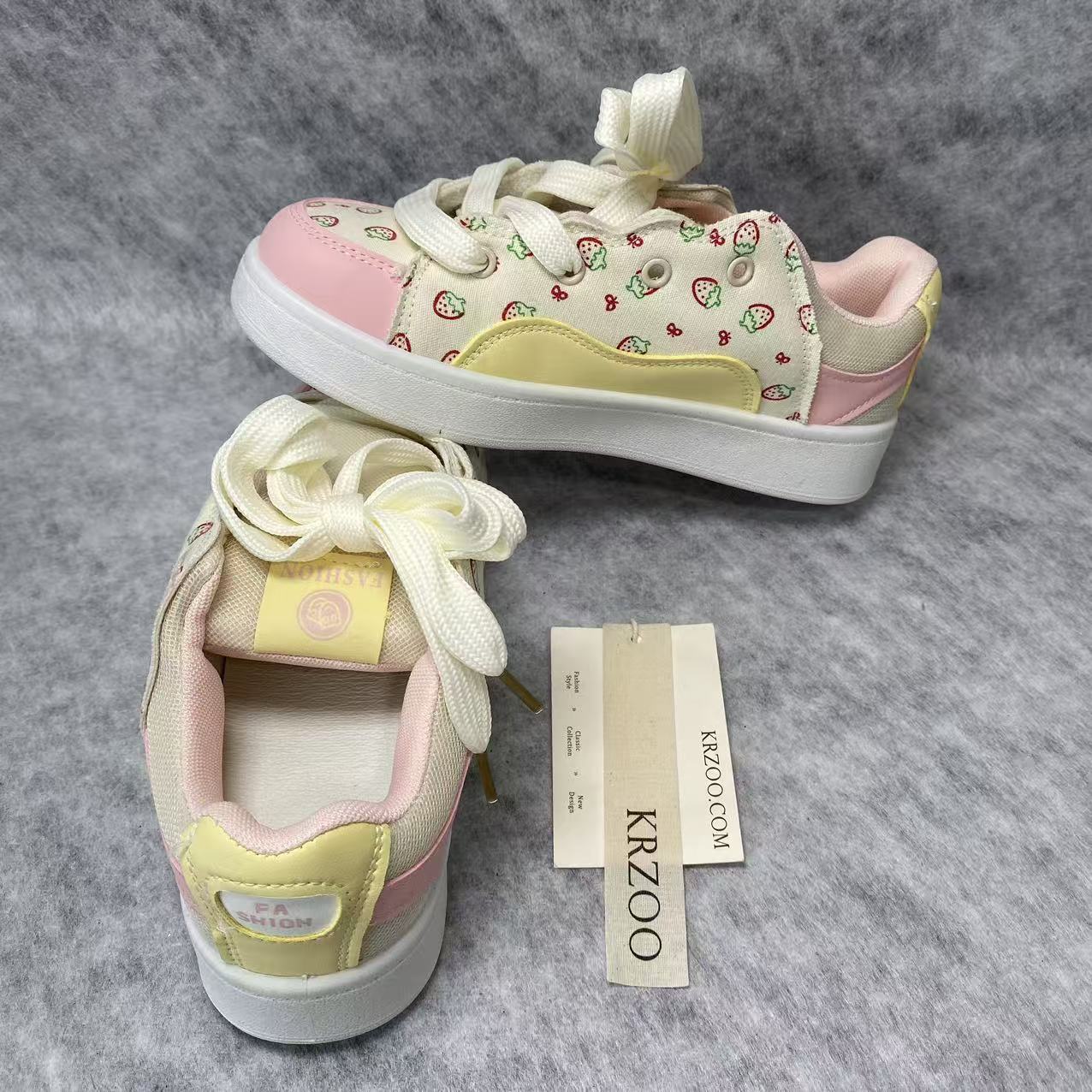 Multi-color strawberry printed loafers