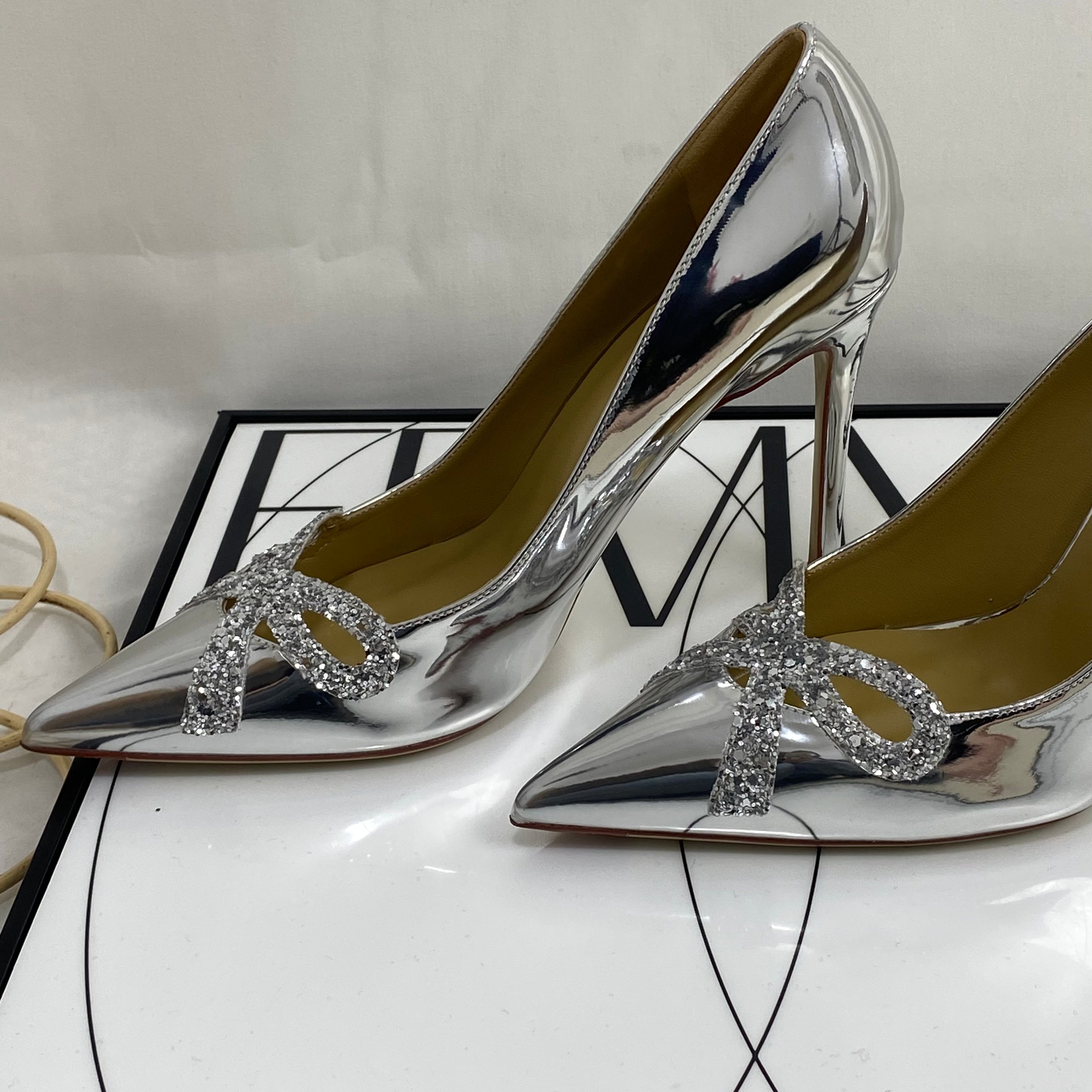 Silver Sequined High Heels